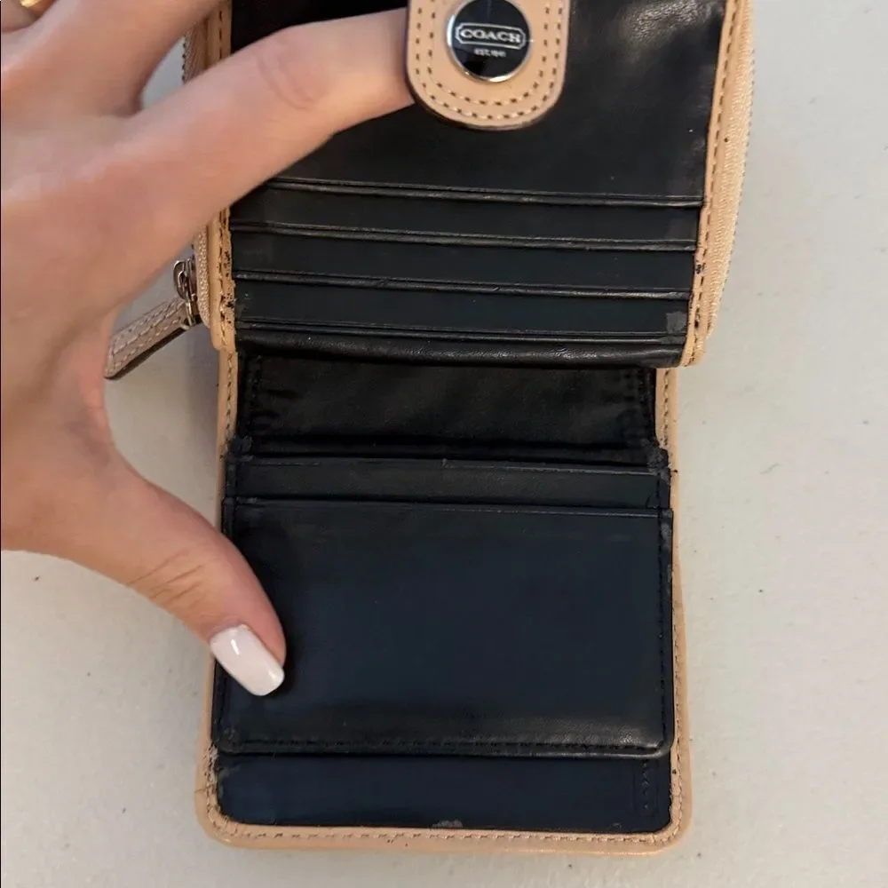 Coach Glossy Black and Tan Wallet